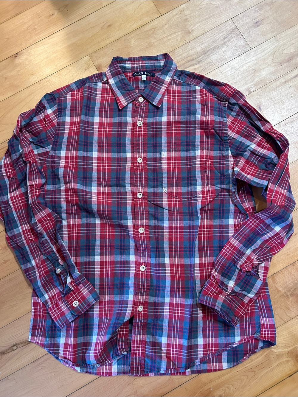 Alex Mill Red and Blue Plaid Button-Down Shirt